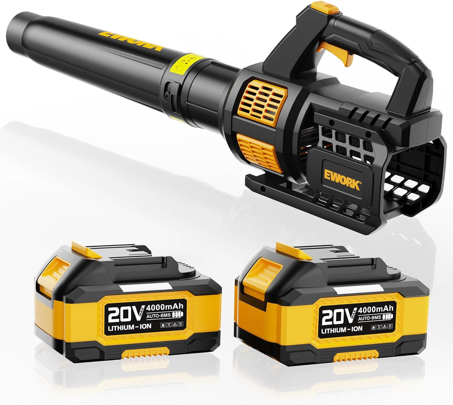 Leaf Blower Cordless 20V Powerful Electric Leaf Blower with 2x4.0Ah Batteries and Charger, Variable Speed & Turbo, Up to 550CFM and 150MPH Lightweight Battery Powered Leaf Blowers for Lawn Care, Patio