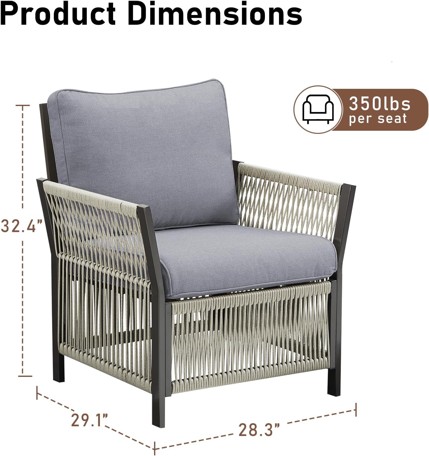 2 Pieces Wicker Bistro Set Chairs Patio Porch Furniture Sets, All-Weather PE Rattan Outdoor Conversation Set for Porch, Deck, Poolside, Bistro Chair Set with Removable Cushion-Beige