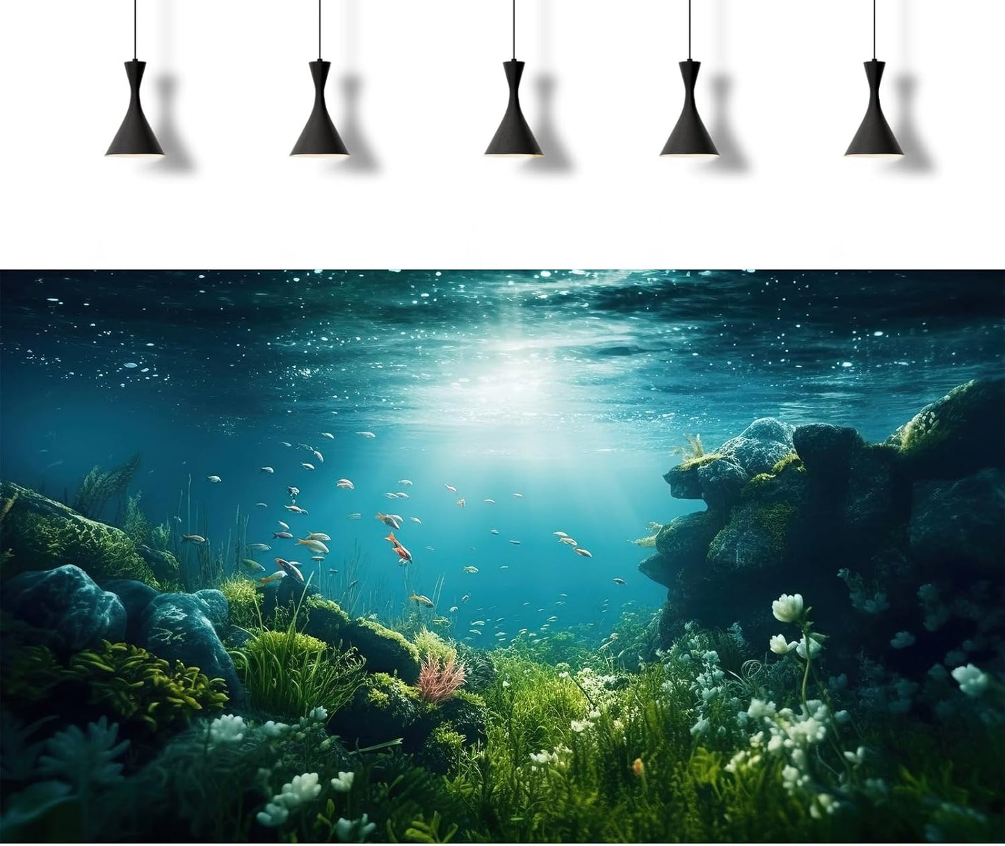 Underwater Aquarium Background Under The Sea Fish Tank Background Ocean Floor Green Aquatic Plants Aquarium Backgrounds Deep Sea Sunray Tropical Fish Aquarium Tank Backgrounds 48x20in