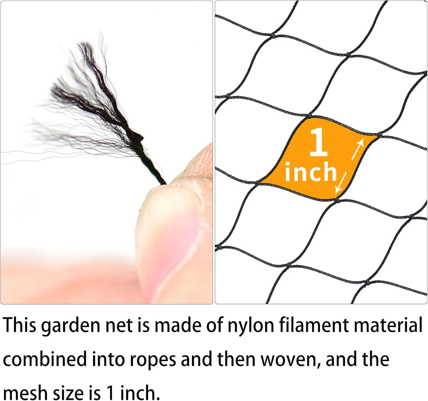 9 x 50 FT Bird Netting for Garden, 1" Square Mesh Size Heavy Duty Nylon Chicken Coop Netting for Blueberry Bushes, Fruit Trees and Vegetable Against Birds, Deer, Squirrels (9X50FT)