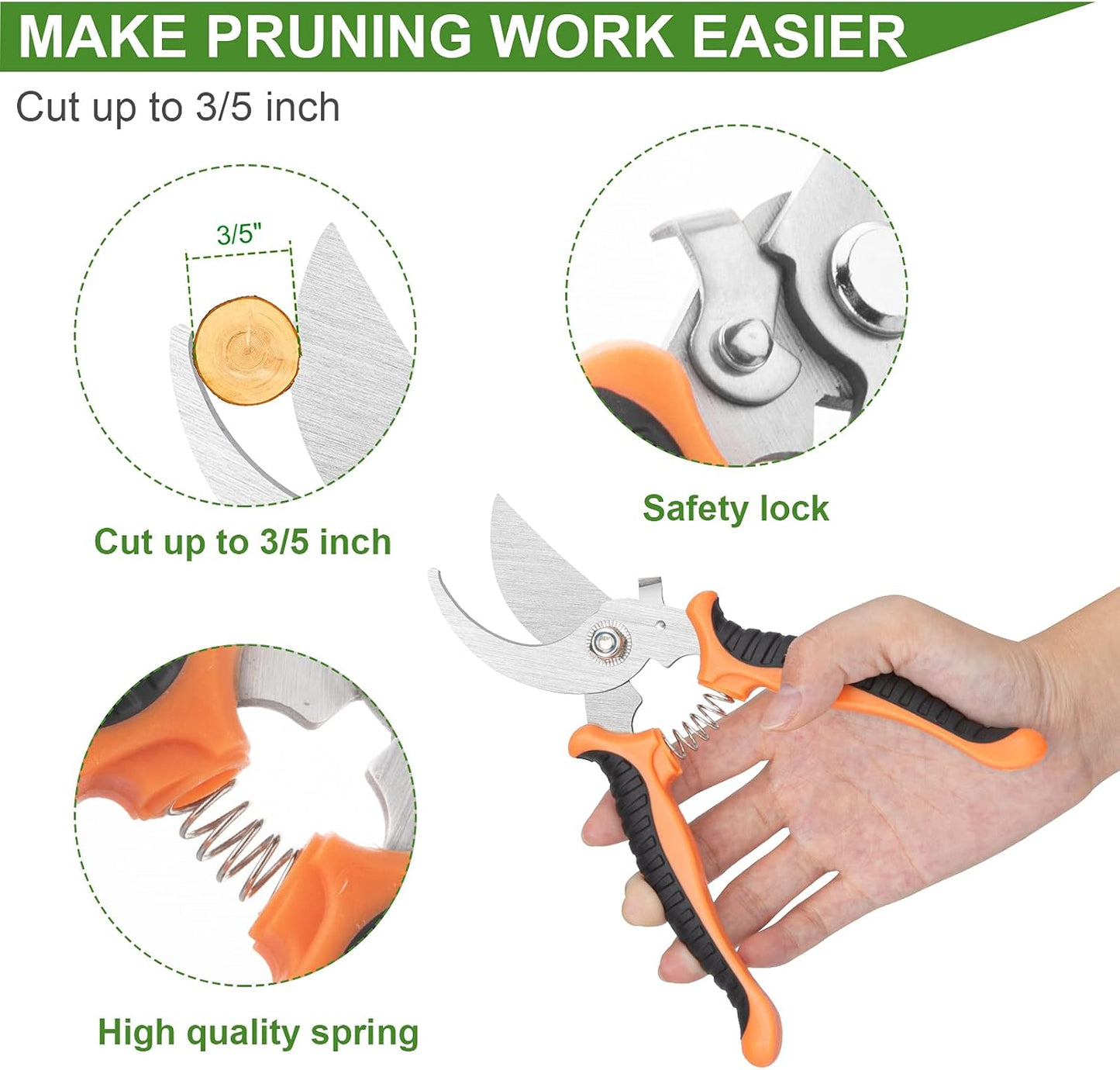 Garden Tool Set, 3PCS Sturdy Gardening Hand Tools Kit - Trowel/Shovel, Transplanter, Sharp Bypass Pruning Shears/Scissors/Clippers - Comfortable Handle - Ideal Gifts for Men & Women