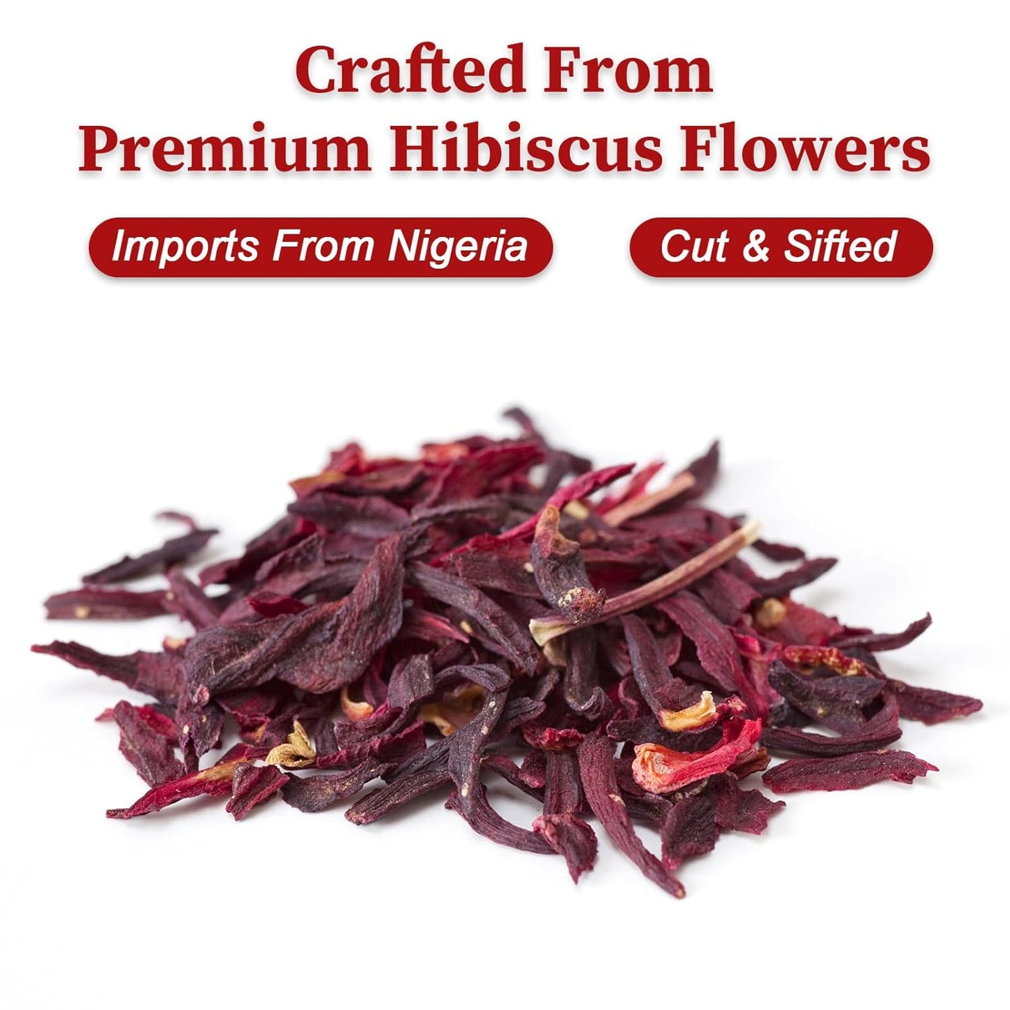 FullChea- Hibiscus Flowers, 4oz/114g, Cut & Sifted - Dried Hibiscus Tea Loose Leaf - Flor de Jamaica - Non-GMO - Caffeine-free - Support Digestion