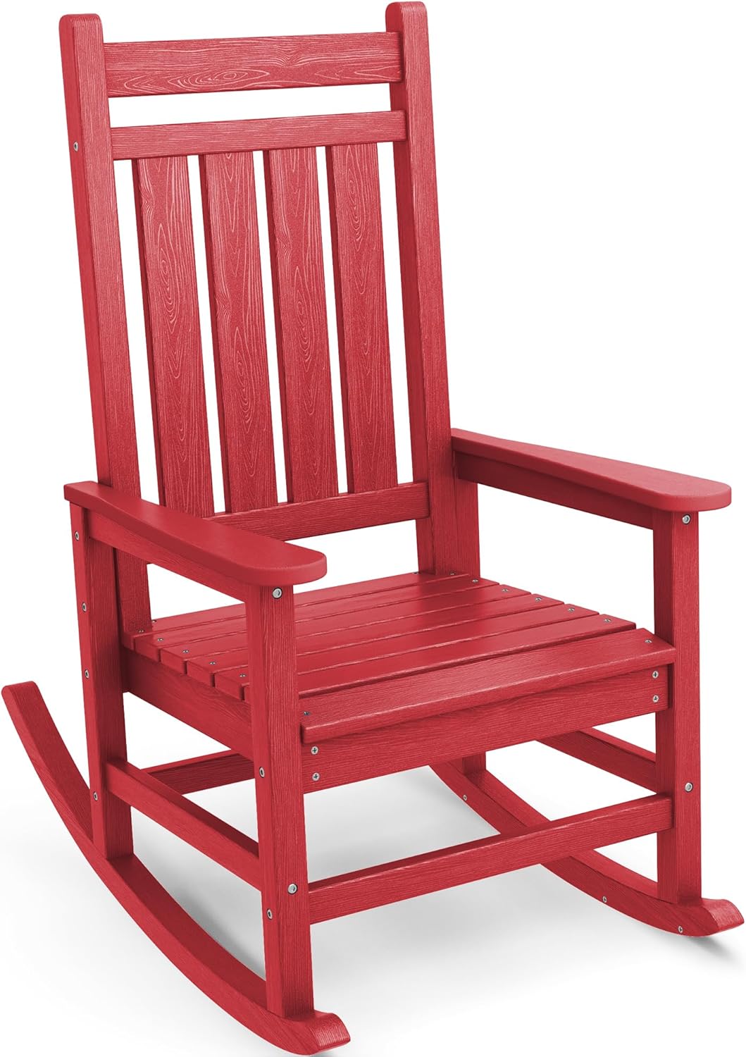 SERWALL Oversized Rocking Chair, Outdoor Rocking Chair Set for Adults, All Weather Resistant Porch Rocker for Lawn Garden, Red