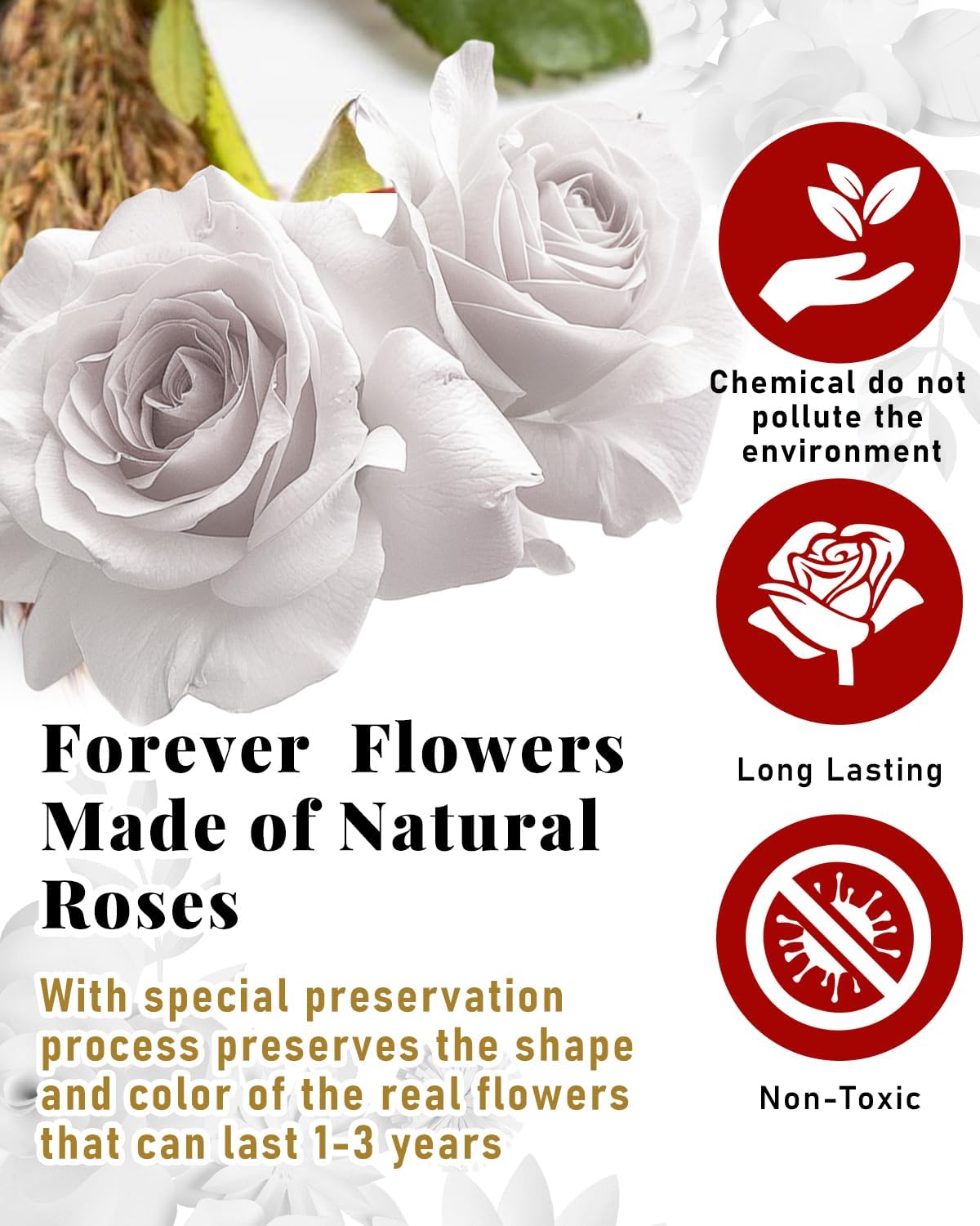 16 Flowers Forever Preserved Roses in Box, Preserved Flowers Womens Birthday Gifts for Women Mothers White Rose Gift for Her Romantic Eternal Rose for Women Mom Friends