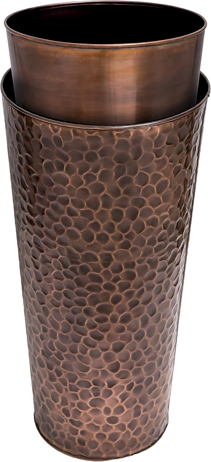 H Potter Large Tall Planter Pot Outdoor Indoor Copper Flower Decorative Weather Resistant Garden Deck Patio GAR568