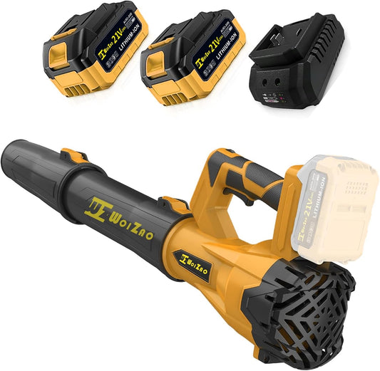 Electric Leaf Blower Cordless with 2X 4.0Ah 21V Battery and Charger,6 Speed Mode 580CFM 160MPH Extension Tube Handheld Blower for Lawn Care,Blowing Leaves,Dust,Snow,Patio,Yard