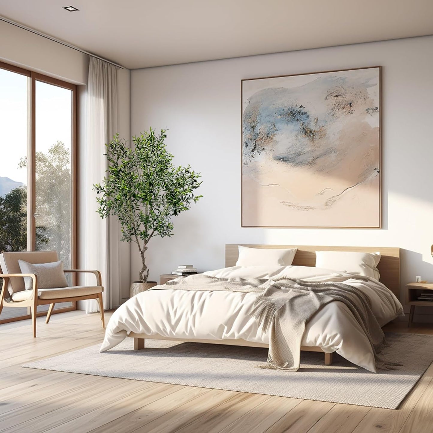 Artificial Tree Faux Olive Tree 8ft(3198leaves) Tall Fake Olive Plant in Pot Fake Silk Tree Faux Plants Indoor