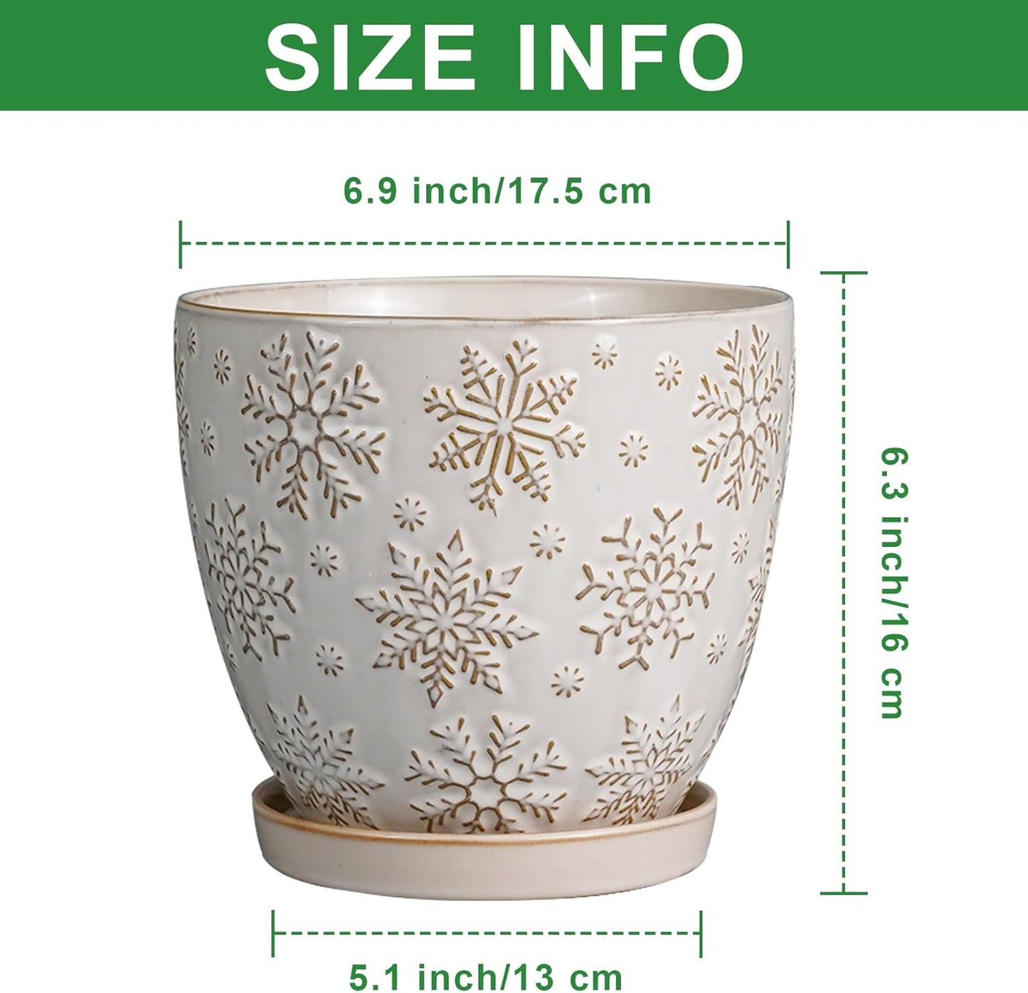 6.9 Inch Plant Pot with Drainage Hole and Saucer Ceramic Planter for Indoor Plant Flower Pot for Orchid Succulents Plants White