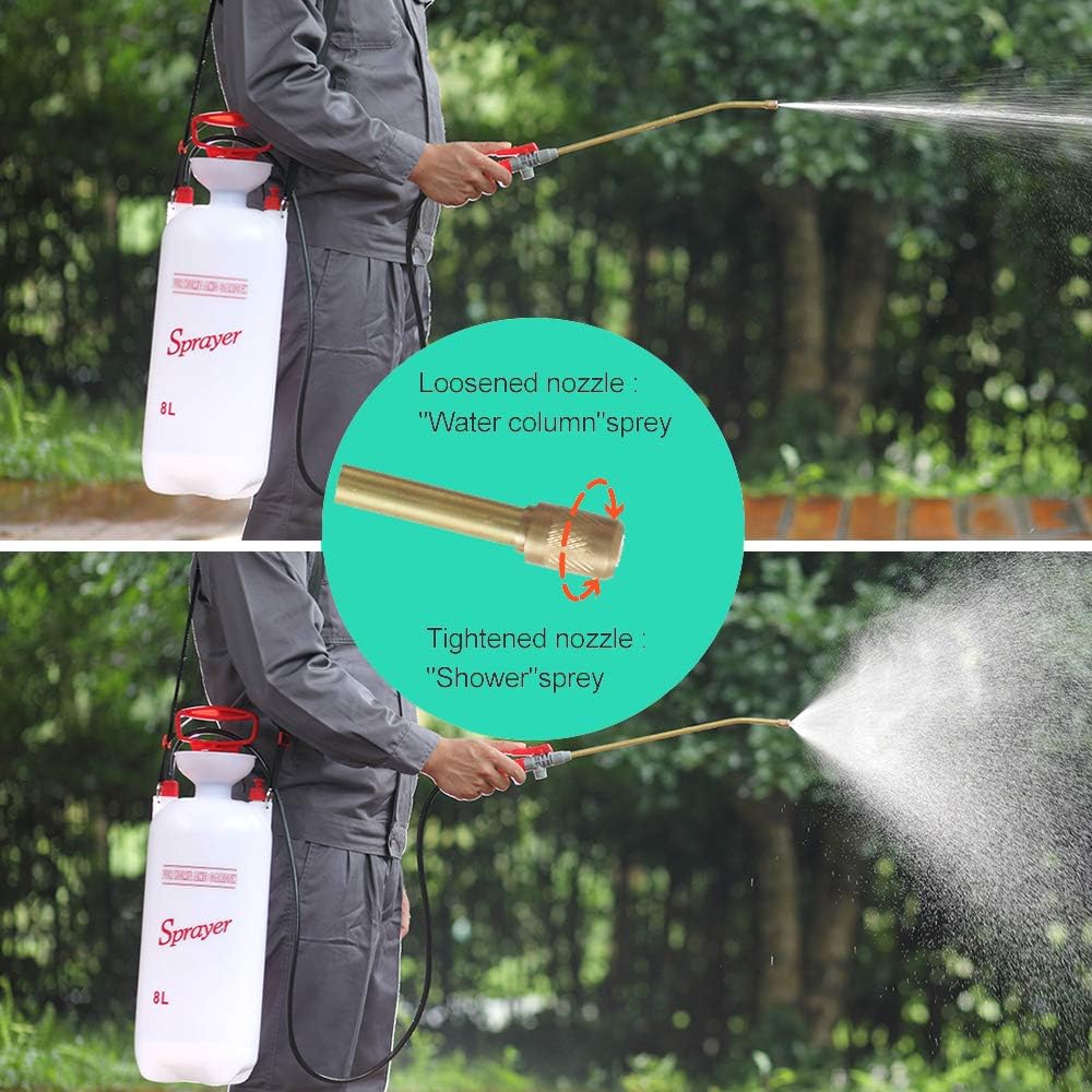 Itisll Portable Garden Pump Sprayer Brass Wand Shoulder Strap for Yard Lawn Weeds Plants 2Gal