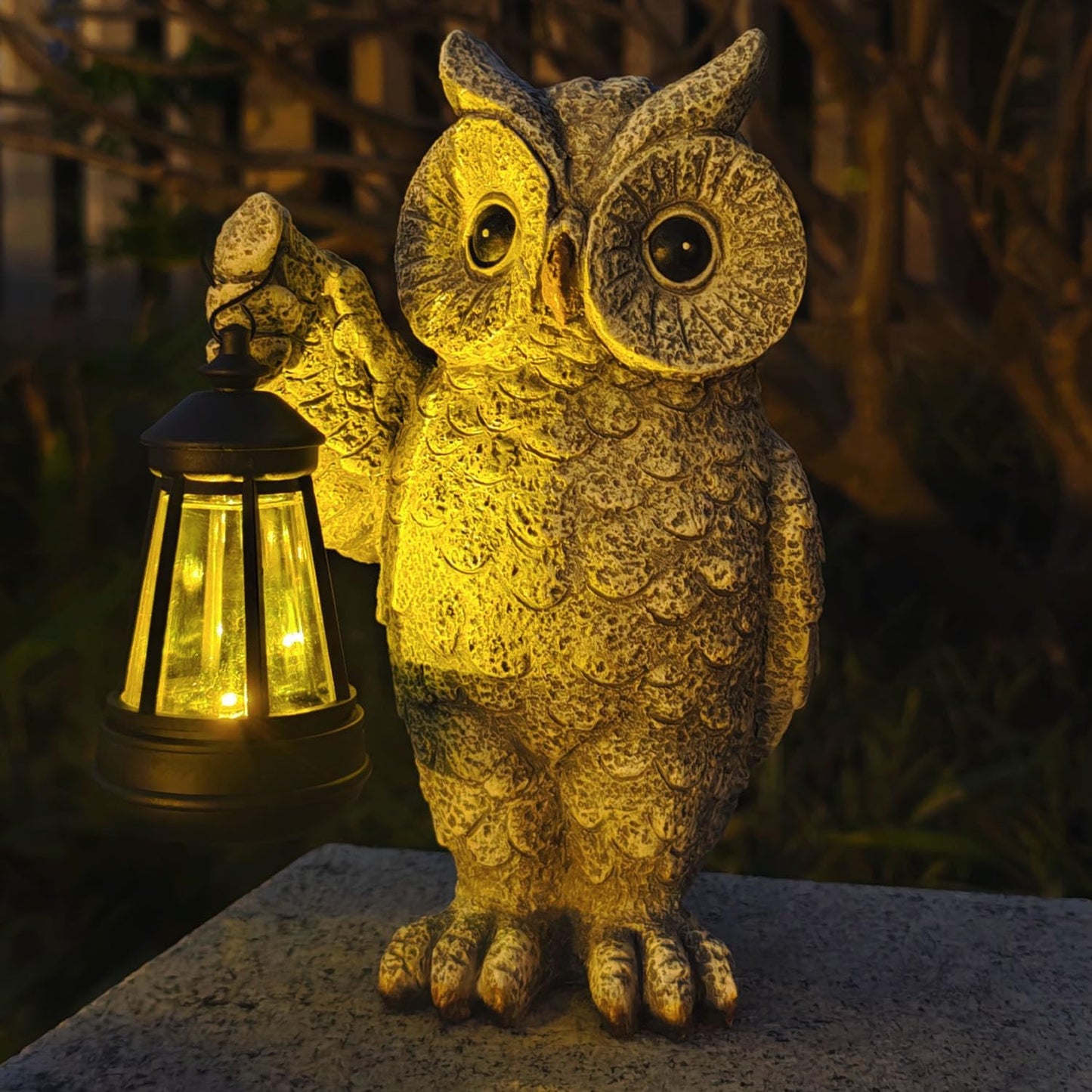 Garden Statues, owl Outdoor Figurines Decorated with Solar Lights, Unique Christmas Birthday Gifts for Moms, Grandmas, Women, Wives, Sisters (Grey Owl1)
