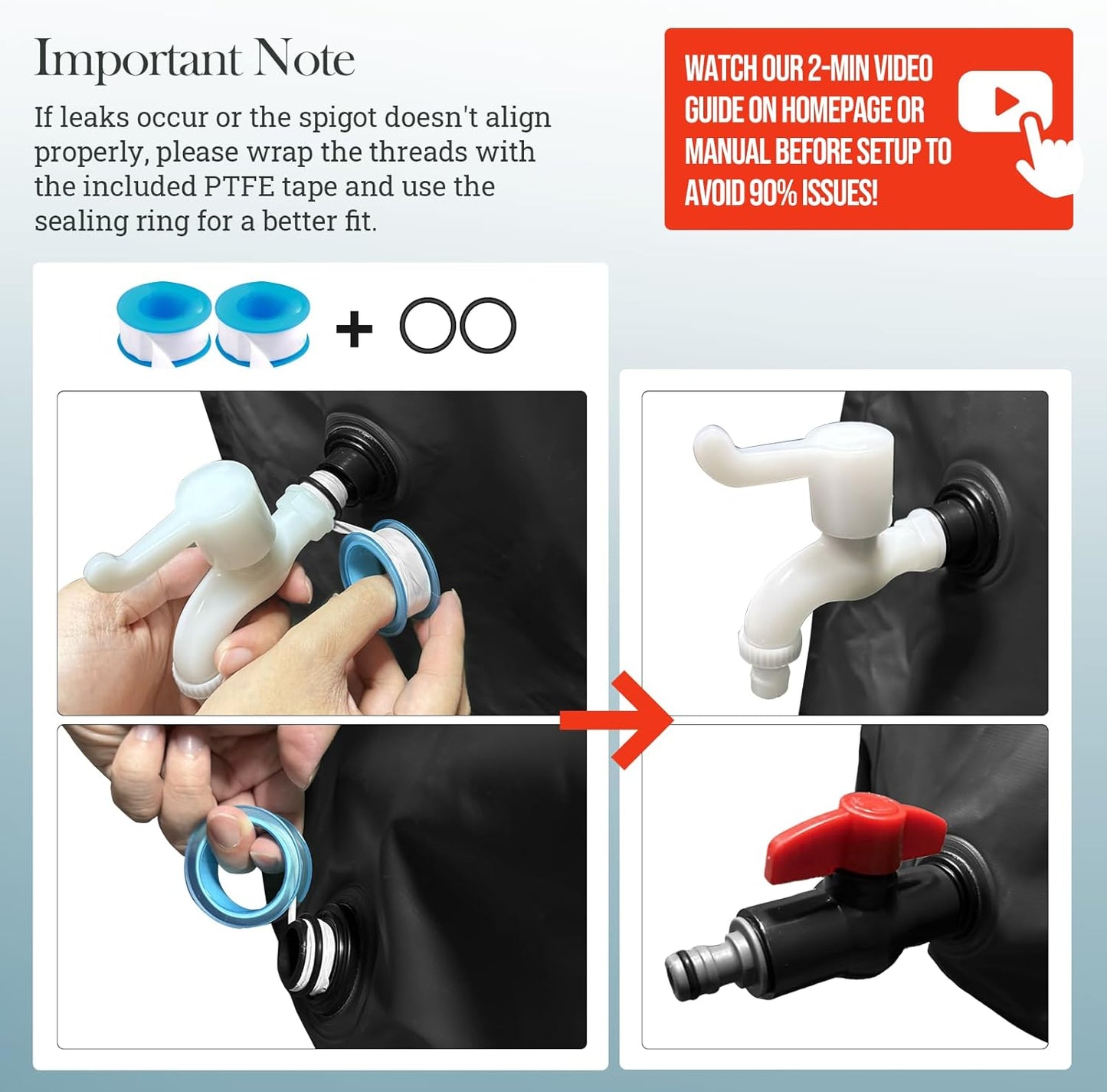 53 Gallon Collapsible Rain Barrel for Garden/Outside/Lawn, Portable Rainwater Collection System, Rain Barrel to Collect Rainwater from Gutter, Water Storage Tank with Two Spigots & Overflow Kit, Black