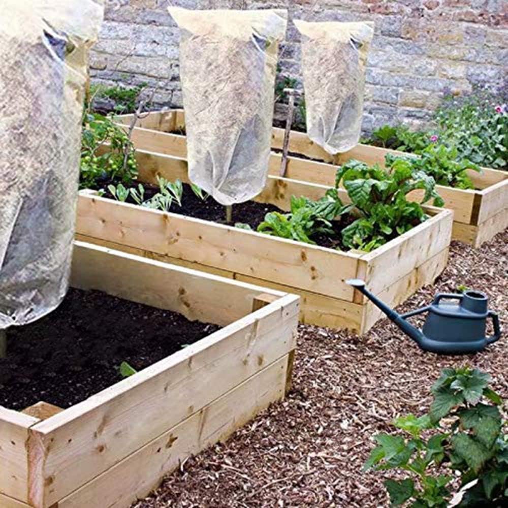 Agfabric Plant Covers Freeze Protection 72"x72"x12" 0.9oz Freeze Cloths for Plants Plant Frost Protection Covers Drawstring Bags Shrub Jacket Warm,White,4 Pack