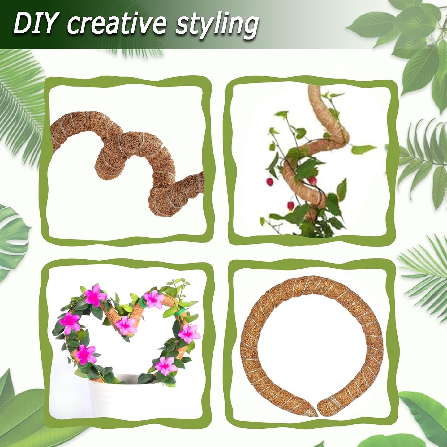 60 Inch Moss Pole for Plants Monstera, Tall Bendable Moss Poles for Climbing Plants Indoor, Large Handmade Plant Pole Sticks, Coco Coir Plant Support Stakes for Potted Plants, Pothos