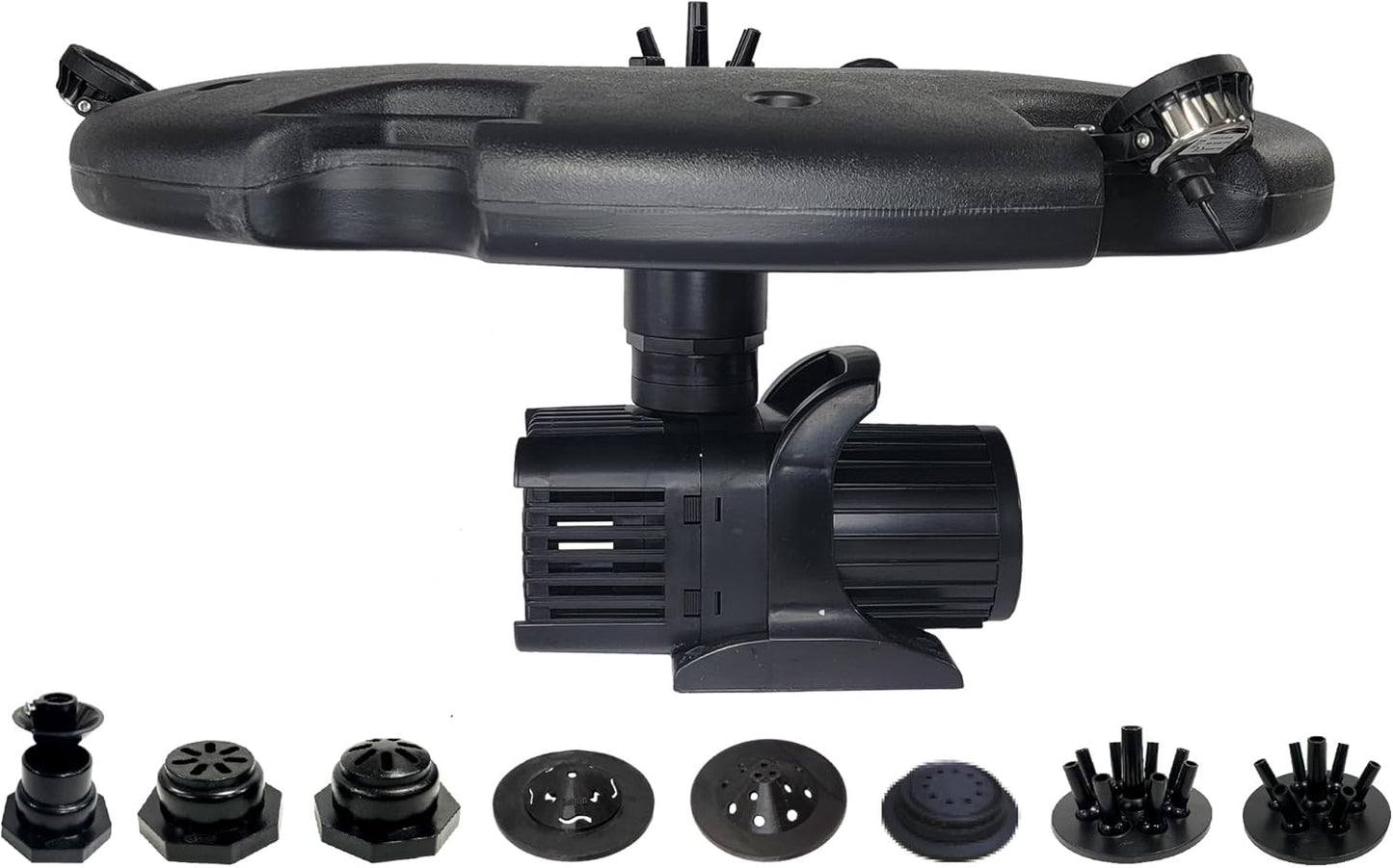 HALF OFF PONDS Floating Fountain – 1.2 HP Pond Aerator, 200' Cord – 10,000 GPH Water Pump – 11 Spray Patterns - Energy-Efficient – White LED Lights - for Large Ponds, Lakes & Water Gardens