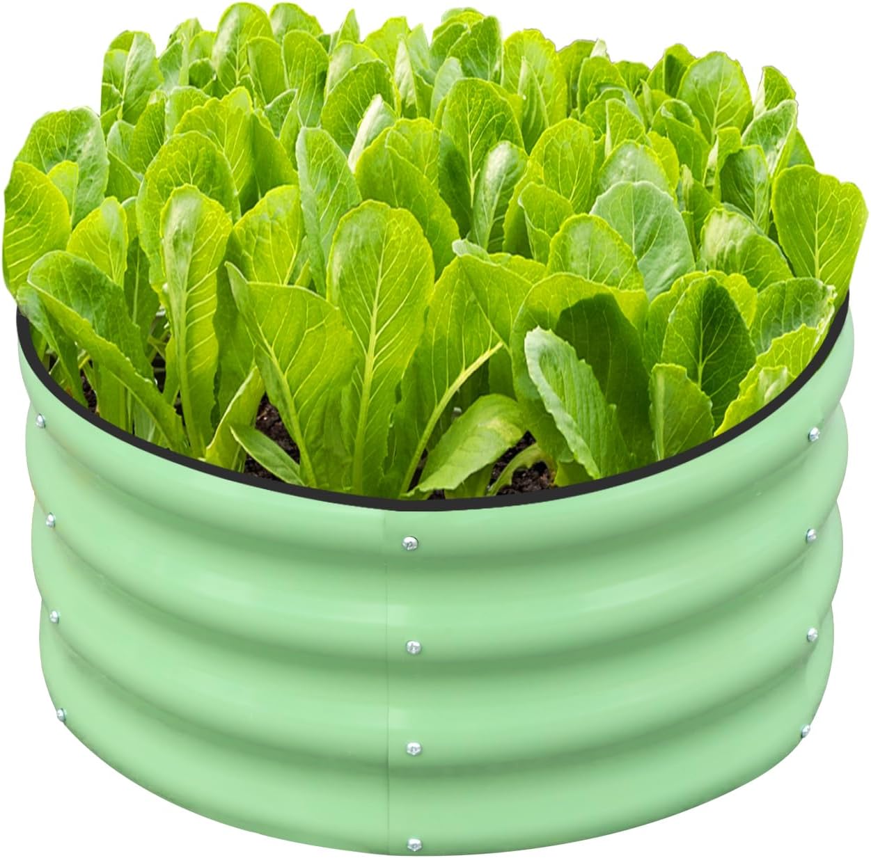 SnugNiture 2x2x1ft Round Galvanized Raised Garden Bed Kit Outdoor, Metal Planter Box for Planting Plants Vegetables, Green