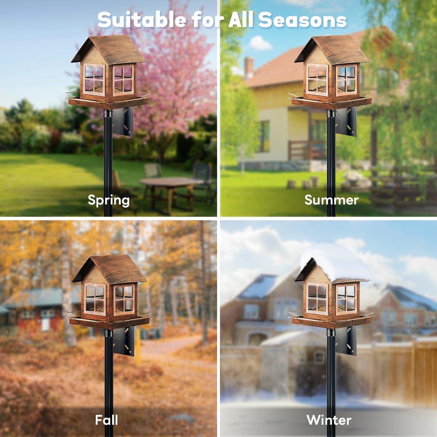 Bird Feeder Pole for Outdoors, 74.5 Inch Tall with 1-Inch Heavy Duty Steel Tube, 18 Inch Squirrel Baffle, 5-Prong Base, Adjustable Feeding Station for Bird feeders for Outdoors birdbath