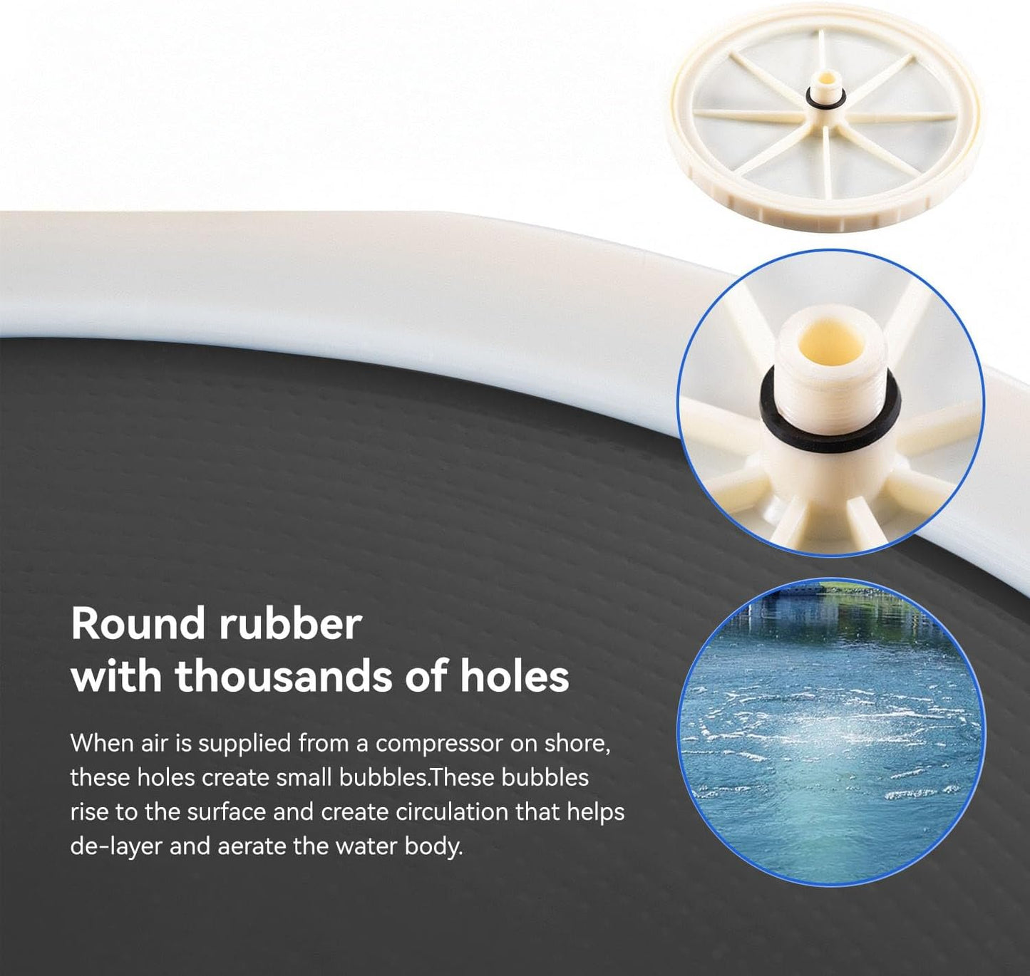 Pond & Lake Aeration Accessories, Pond DiffuserStainless Steel Chassis, Silicone Membrane Diffuser 1Pcs (Black EPDM)