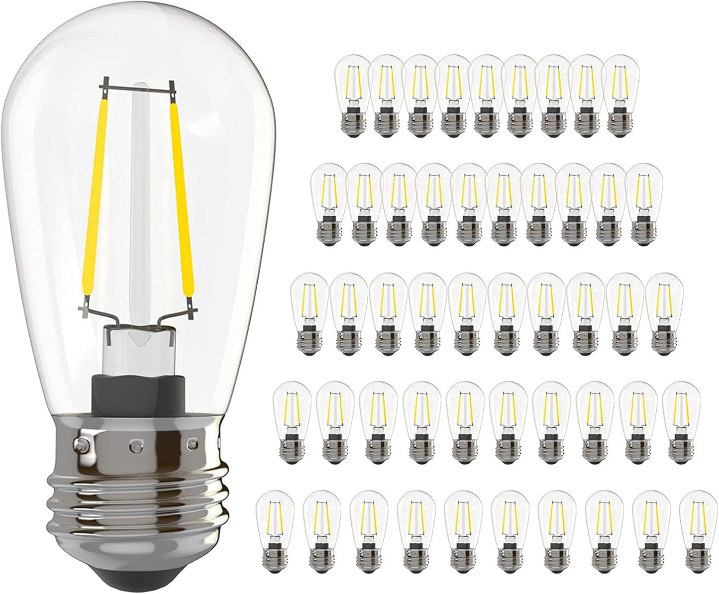 Banord Outdoor String Lights Vintage LED Filament Bulb, Shatterproof E26 Screw Base Edison LED Light Bulbs for Indoor & Outdoor Use 100 Pack