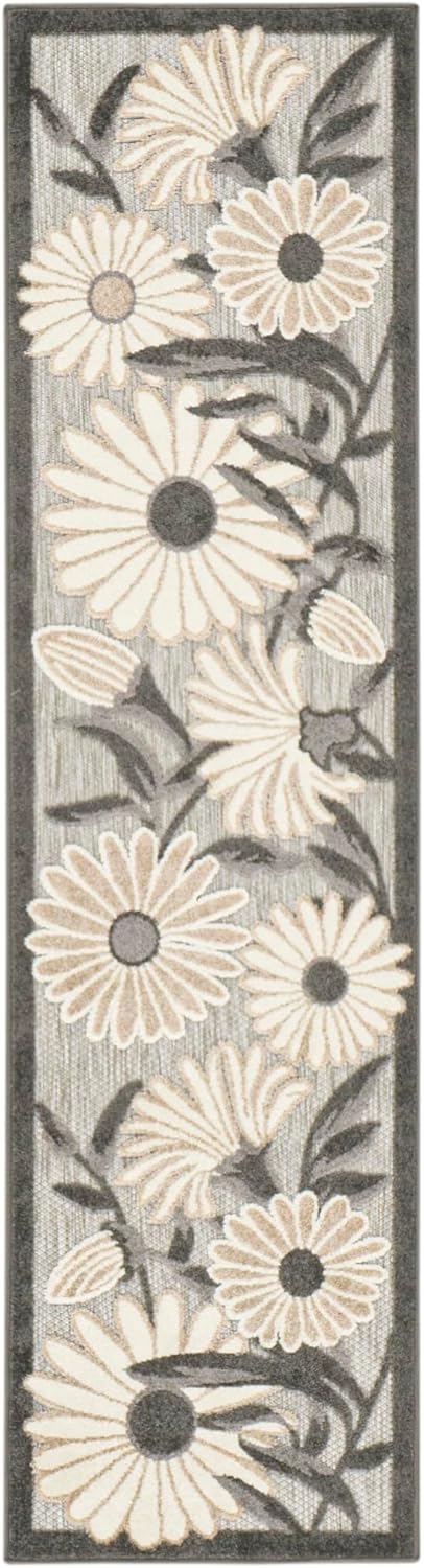 Nourison Home Aloha Beige 2' x 6' Area Rug Easy Clean, Non Shedding, Bed Room, Living Room, Dining Room, Kitchen (6' Runner)