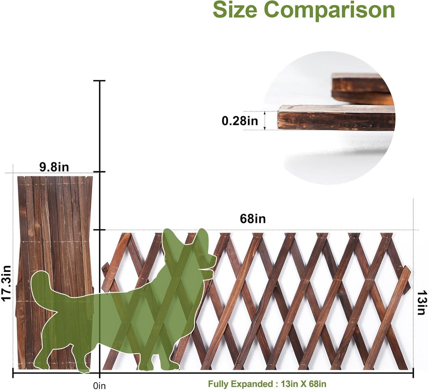 4 Pcs Expandable Garden Trellis, Wooden Lattice Wall Fence Trellis for Climbing Plants Ivy Vine Rose Clematis 13" x 68" for Outdoor Garden Patio Room Decor (4)
