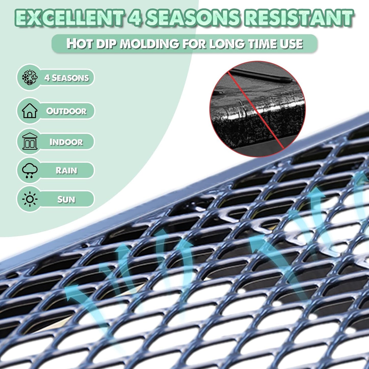 Heavy-Duty Park Bench or Table for Outside - Black Coated Outdoor Furniture Steel Bench, Commercial-Grade Outdoor Benches Weatherproof for Park, Patio, Porch (Black, 4FT (Rect. Table))