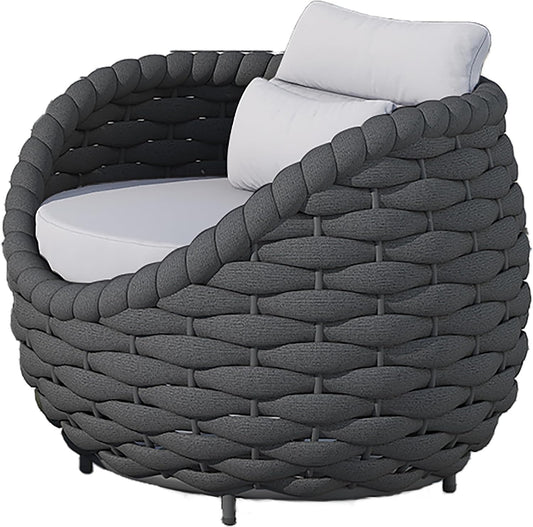 TWT Patio Sofa, All-Weather Textilene Rope Balcony Furniture with Cushions & Pillows, Patio Couch Outdoor Patio Furniture Set for Patio, Balcony, Backyard, Deck, Poolside