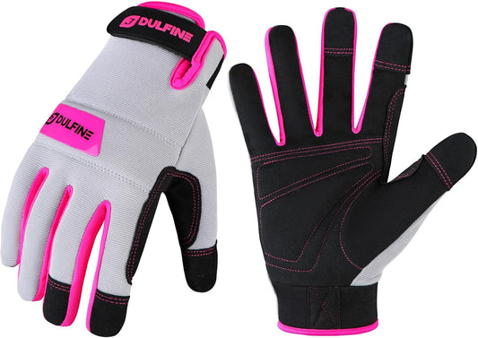 DULFINE Work Gloves for Women,Flexible Breathable Fit-Padded Knuckles & Palm,Touch Screen,Ideal for Gardening Yardwork Warehouse