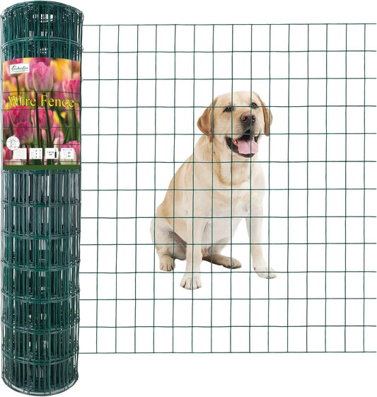 Green PVC Coated Welded Wire Fence 36 Inch x 50 Foot, 2 Inch x 3 Inch 16GA, Garden Border Fencing Roll Vinyl Coating Metal Wire Mesh for Yard Vegetable Plant Protection Poultry Netting