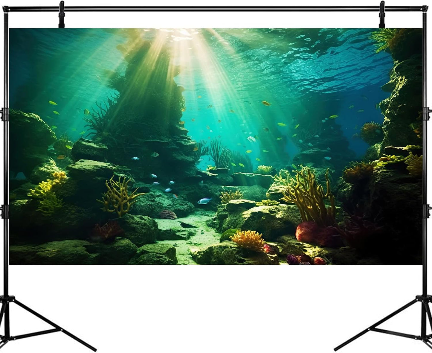 Ocean Floor Fish Tank Background Under The Sea Coral Reef Aquarium Background Tropical Fish Terrarium Backgrounds Underwater Rock Cave Sunray Fish Tank Backgrounds Decorations 36x20in