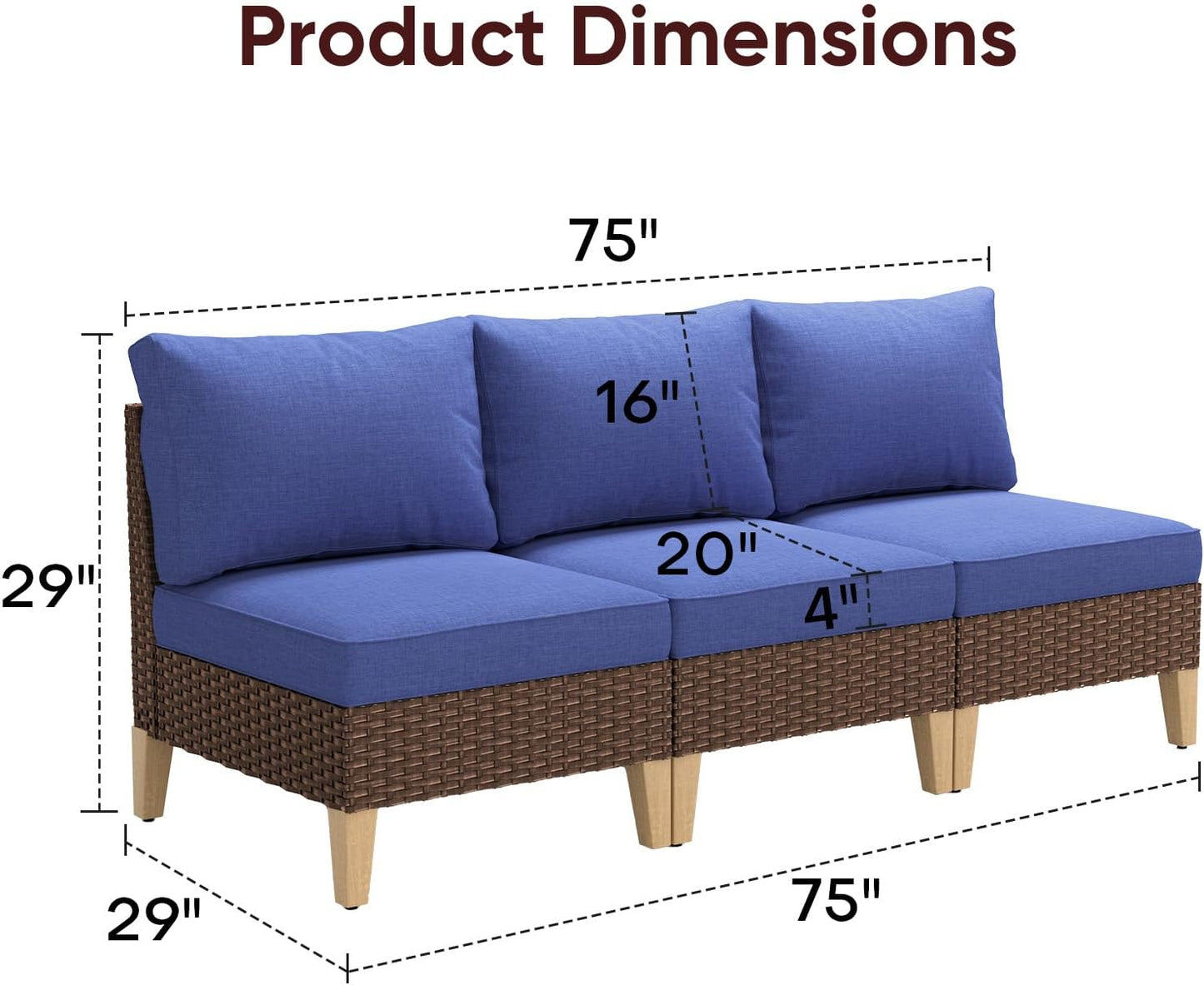 HUMMUH Patio Furniture Set,8 Pieces Outdoor Sectional Couch Chairs with Ottomans,All Weather PE Wicker Patio Conversation Sets for Garden Porch Backyard