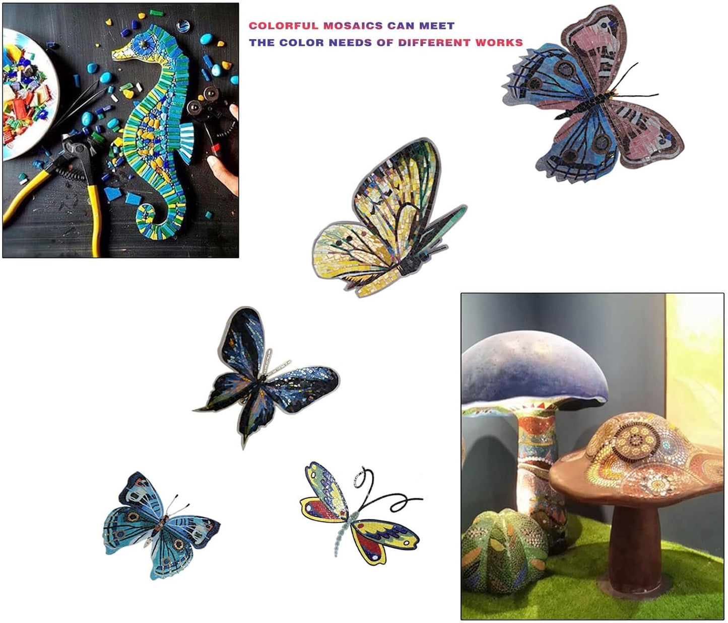 SMEIINIK 500g/1.1lb Bulk Iridescent Color Mosaic Tiles for Crafts,Square Glass Mosaic Pieces for Mosaic Works,Mosaic Making Supplies for DIY,Mosaic Materials (AJ18-28)