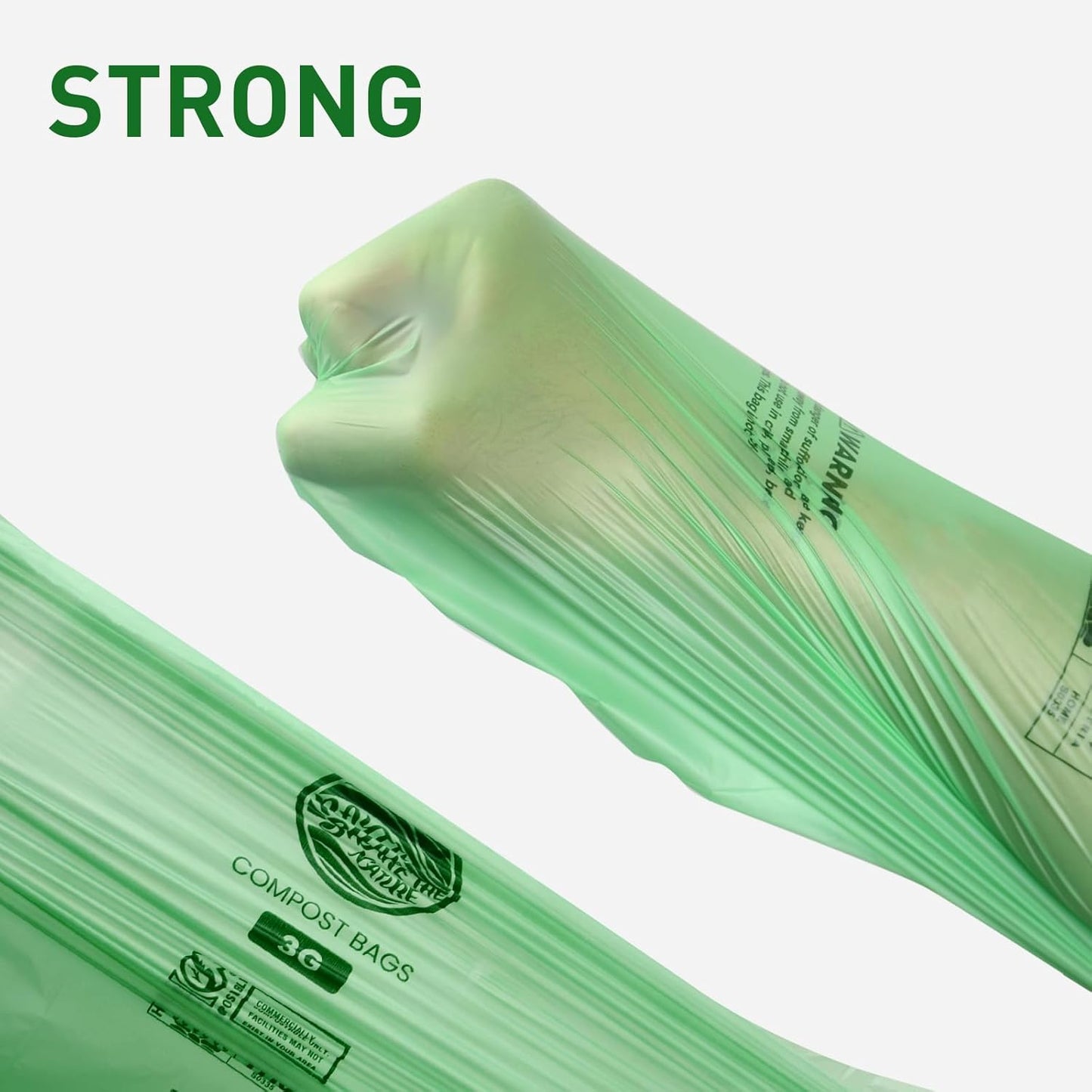 55-60 Gallon Compostable Trash Bags Liners, Heavy Duty Extra Thick 1.57 Mil, 208.2 Liter, 15 Bags, Lawn, Yard, and Restaurant Use, ASTM D6400, US BPI, OK Compost Home Certified