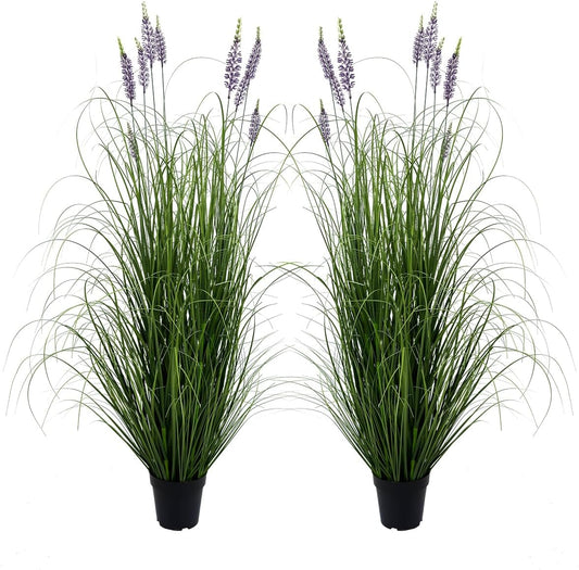 Artificial Plant 5ft(2pack) Tall Artificial Lavender Plant,Faux Plants Indoor Home Decorative Artificial Plants & Flowers in Pot Fake Plant, House Plant Indoor