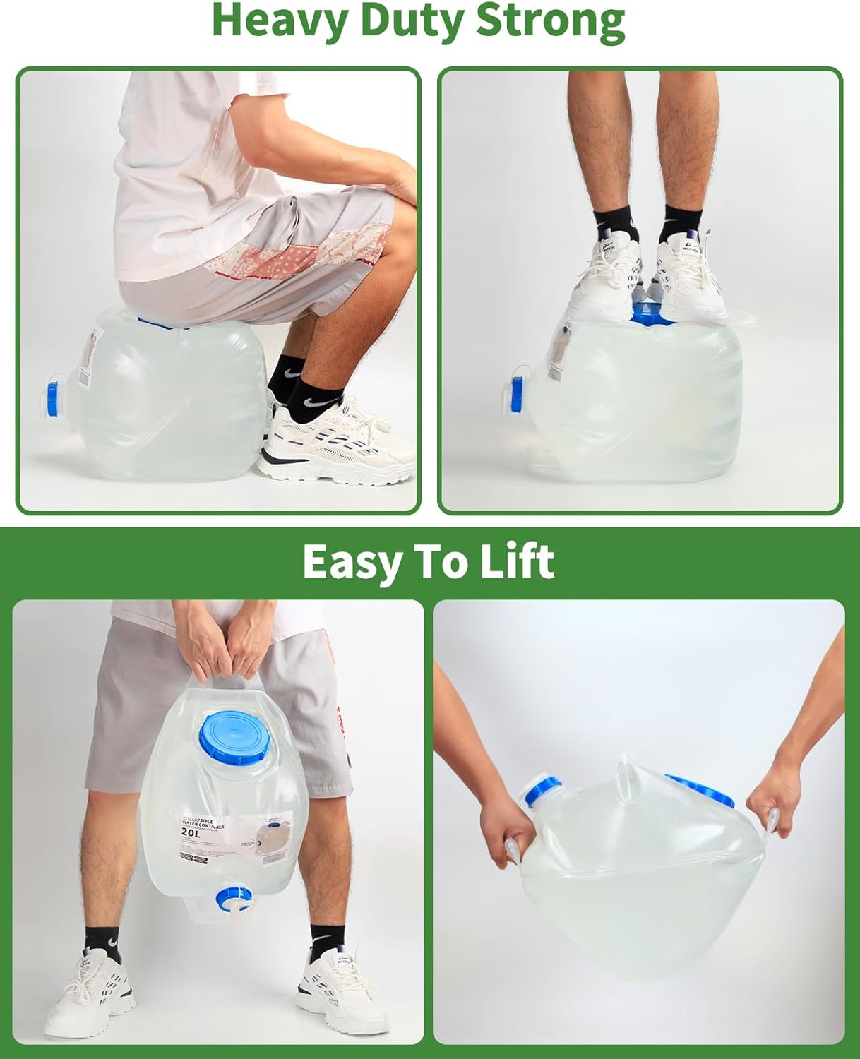 2 Pack 5.3 Gallon Collapsible Water Container Camping Water Container with Spigot,Portable Collapsible Water Jug Water Storage Containers for Outdoors Traveling Emergency,1 Extra Spigot Provided