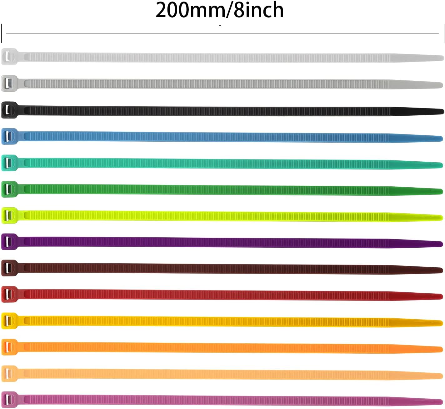 XINGO 100PCS Heavy Duty Cable Zip Ties, Premium Nylon, 50 Pound Tensile Strength, White, 8 Inch