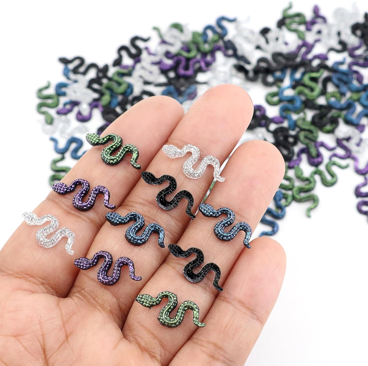 120Pcs Mini Resin Snakes, Miniature Halloween Tiny Snakes for Crafts, Micro Resin Animals Figurines for DIY Fairy Garden Dollhouse Micro Landscaping Decoration