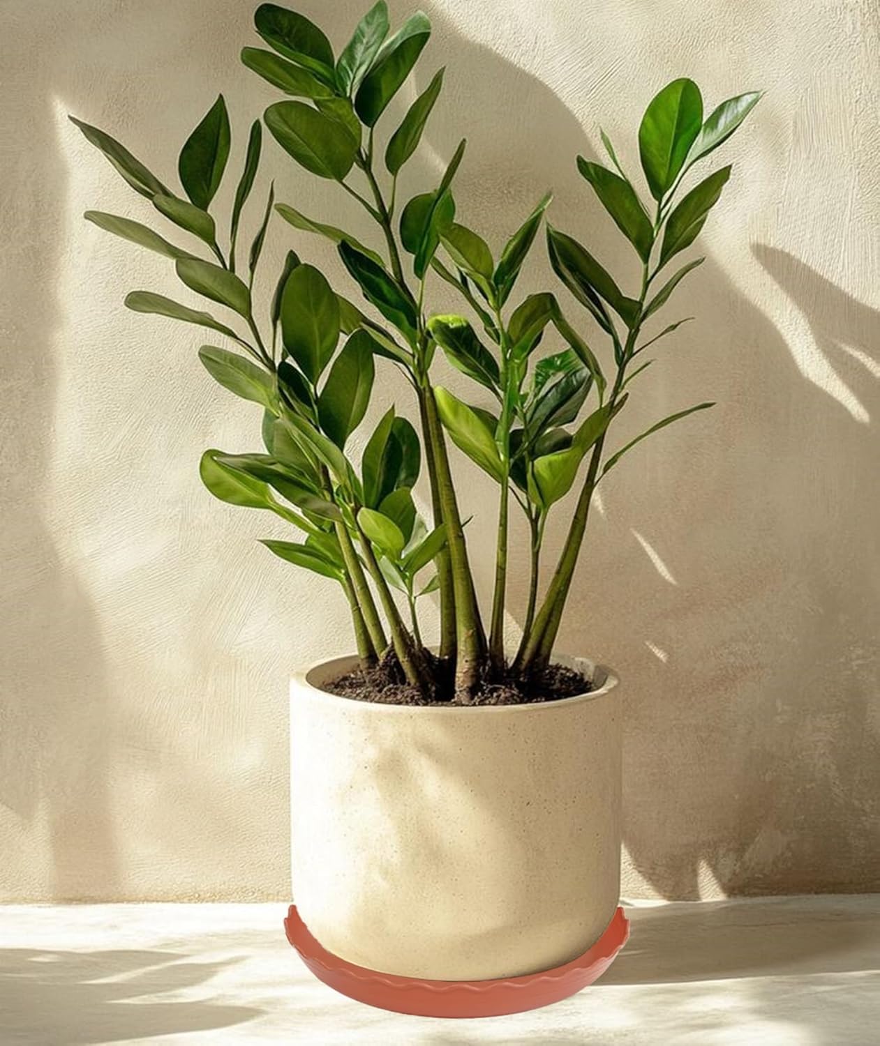 2 Pack of 14 inch Plant Saucer Plant Tray, Plastic Plant Saucer, Heavy Duty Plant Tray for Pots, Plant Saucers for Indoors Planter, Garden Water Plate Bowls for Gallon Grow Bags (Terracotta)