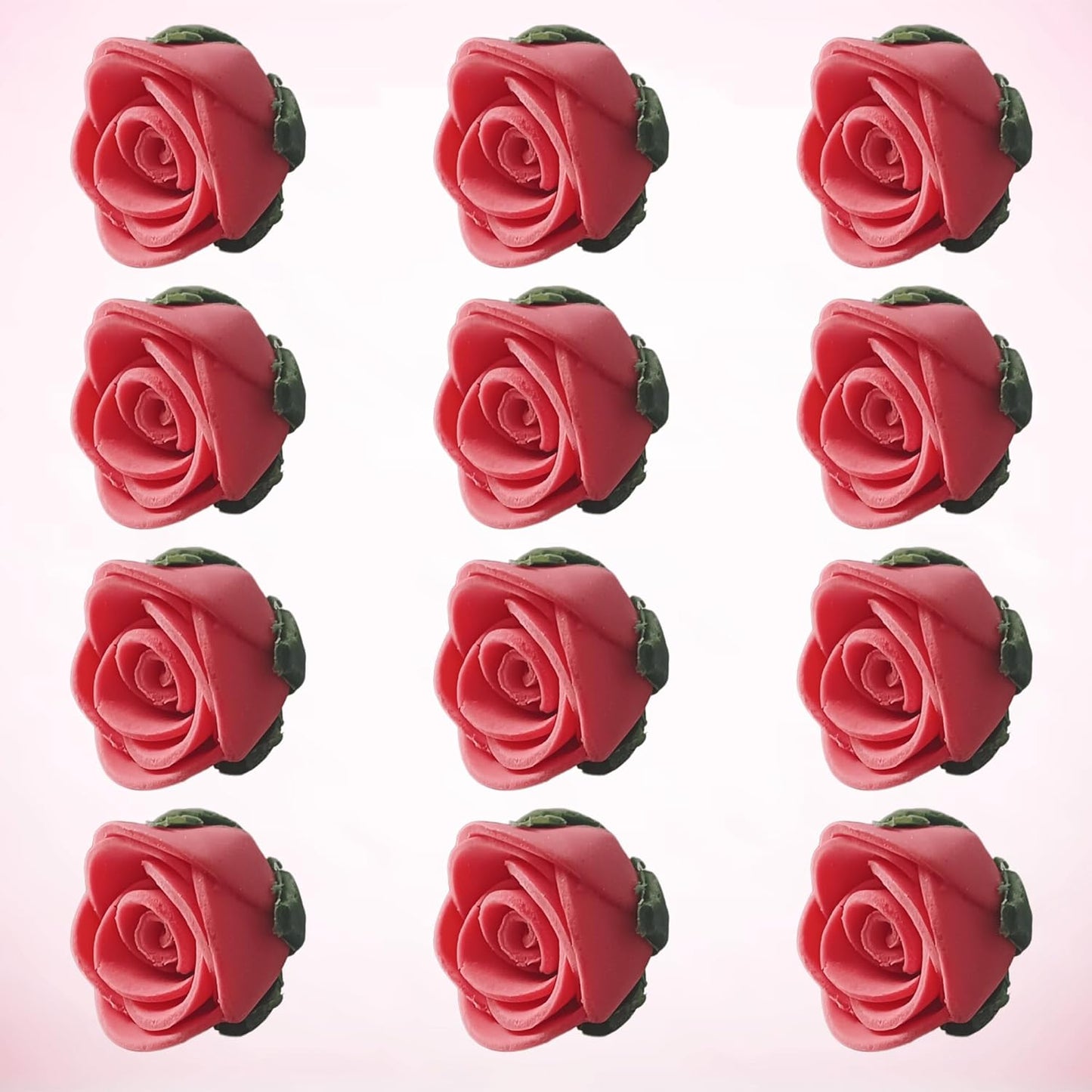 Confect Edible Flower | Edible Old Rose Flower for cake decorations | Edible Flower Cupcake Toppers | Cupcakes & Doughnut Edible Toppers | Flamingo Old Rose Sugar Flower- Pack of 12