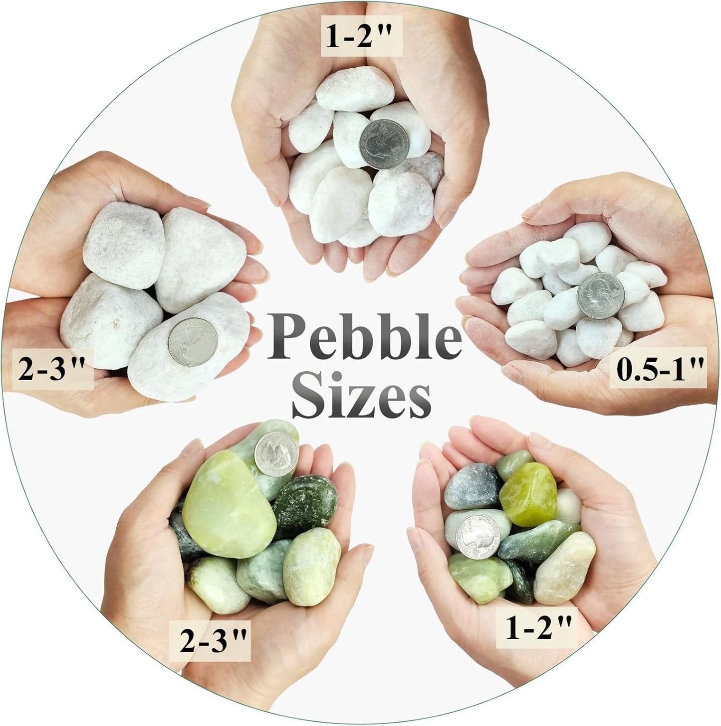 5 lbs White Matte Rocks for Plants, 2-3 Inch Large Pebbles for Indoor Plants, Decorative River Stones for Succulent, Landscaping, Vases, Crafting and Garden