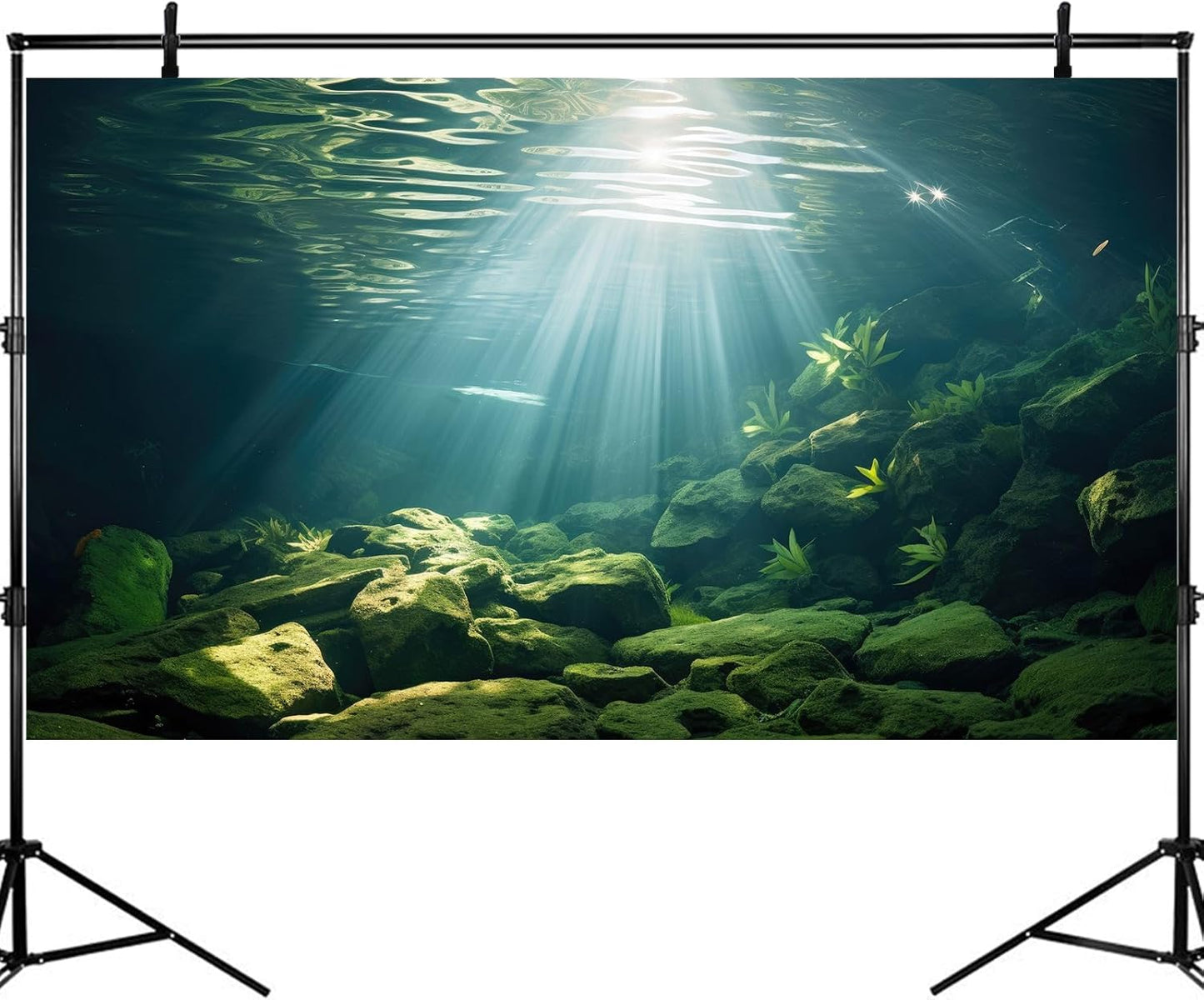 Under The Sea Aquarium Background Aquatic Plants Deep Sea Fish Tank Background Underwater Sunray Rock Terrarium Backgrounds Deep Ocean Floor Tropical Fish Tank Backgrounds 72x16in