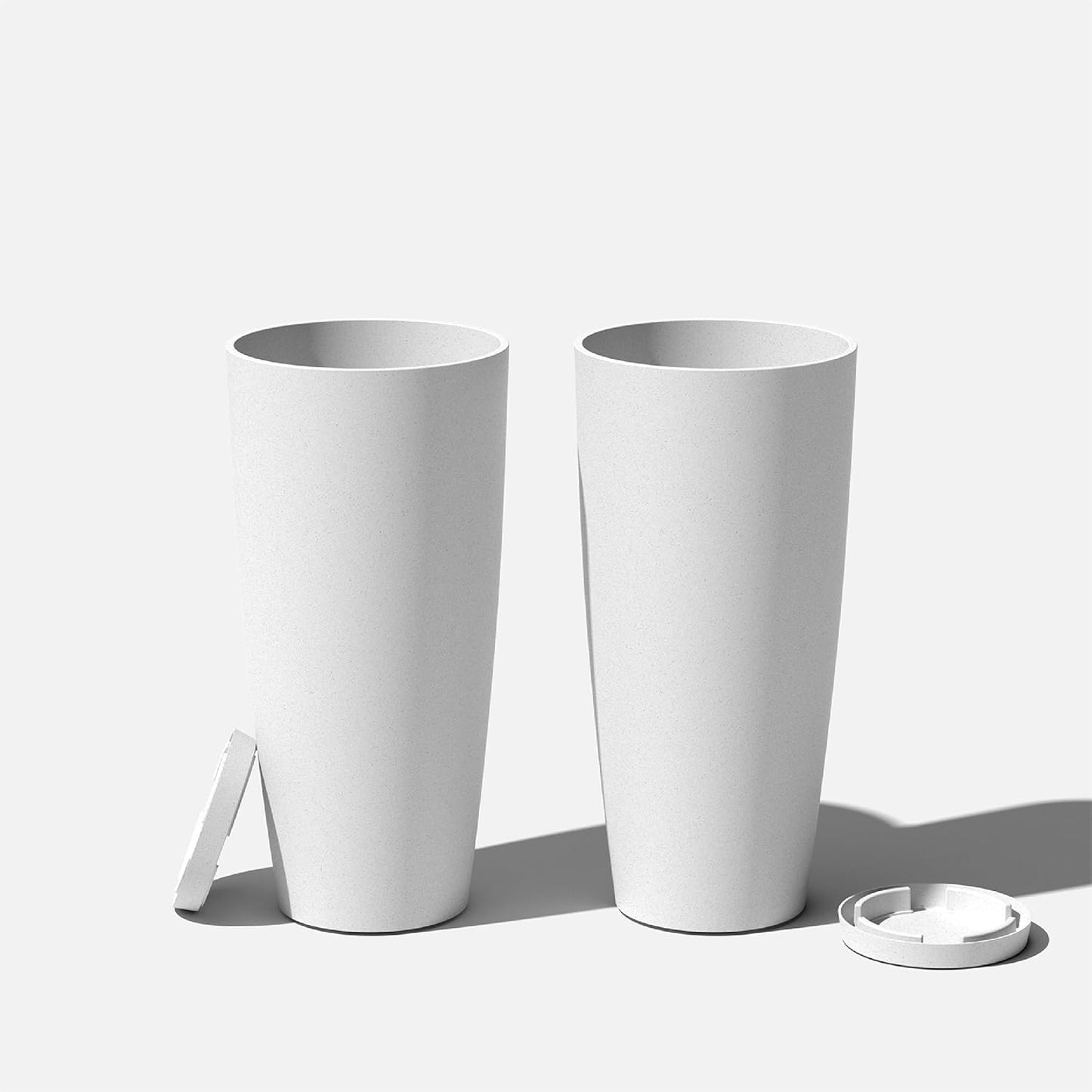 Veradek Vega Round Tall Planter Pots for Indoor/Outdoor Use | Made from Plastic - Stone Mix with Drainage Holes | Perfect for Small to Large Succulent Plants, Flowers, Modern Interior Plants