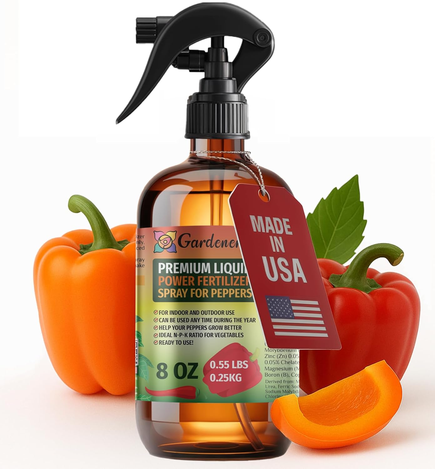 Liquid Power Pepper Fertilizer Spray – Ready-to-Use Liquid Plant Food Mist for Pepper – Premixed, Easy Application – Fast-Acting Formula for Growth, Roots & Yield – Indoor & Outdoor Use – 8 oz