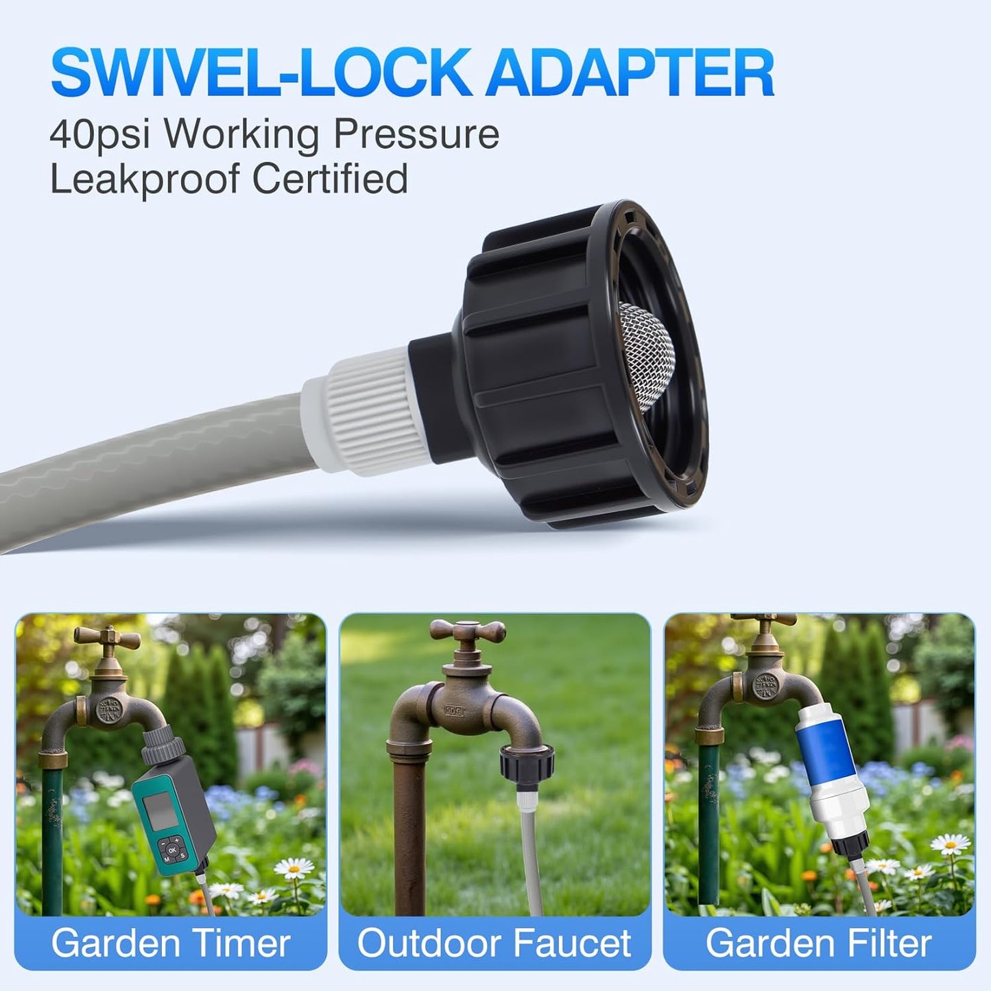 45 Pcs GILBEST Misting Cooling System, Outdoor Misting System for Patio, 40 FT Misting Line Plastic Adapter, Outdoor Mister System for Patio, Garden, Trampoline, Greenhouse