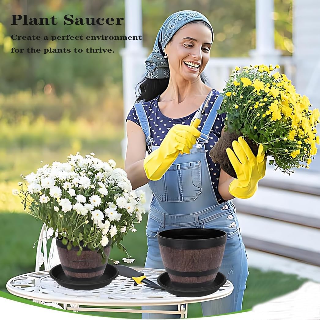 3 Pack of 22 inch Extra Large Plant Saucer, Bird Bath Bowls for Garden, Extra-Deep 3.4" Plant Tray, Plastic Pot Trays for Indoors Outdoors, Water Catcher for Gallon Grow Bags 19-22" (22", Black)