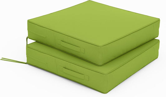 Patio Chair Cushions 22 X 22 X 4 Inch Waterproof Outdoor Seat Cushions for Patio Furniture, Outdoor Sofa Couch Pads with Ties & Handle, Set of 2, Grass Green