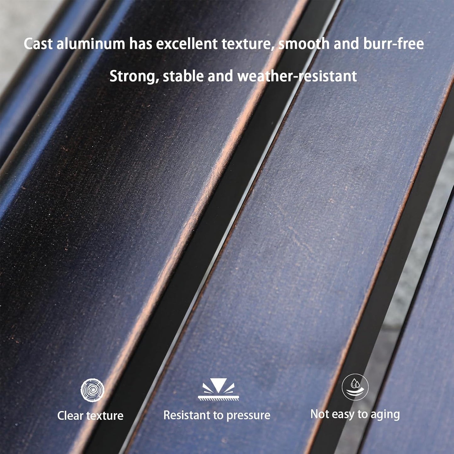 Outdoor Bench Chair Cast Aluminum Garden Bench Patio Bench All-Weather Park Bench for Backyard Porch Lawn (100cm Rose Park Bench)