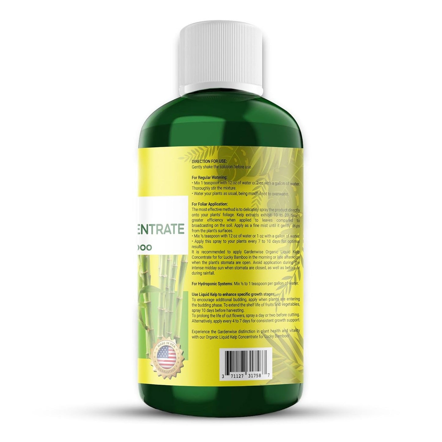 Organic Premium Kelp Seaweed Liquid Fertilizer for Lucky Bamboo - Natural Soil Enhancer (16 OZ)