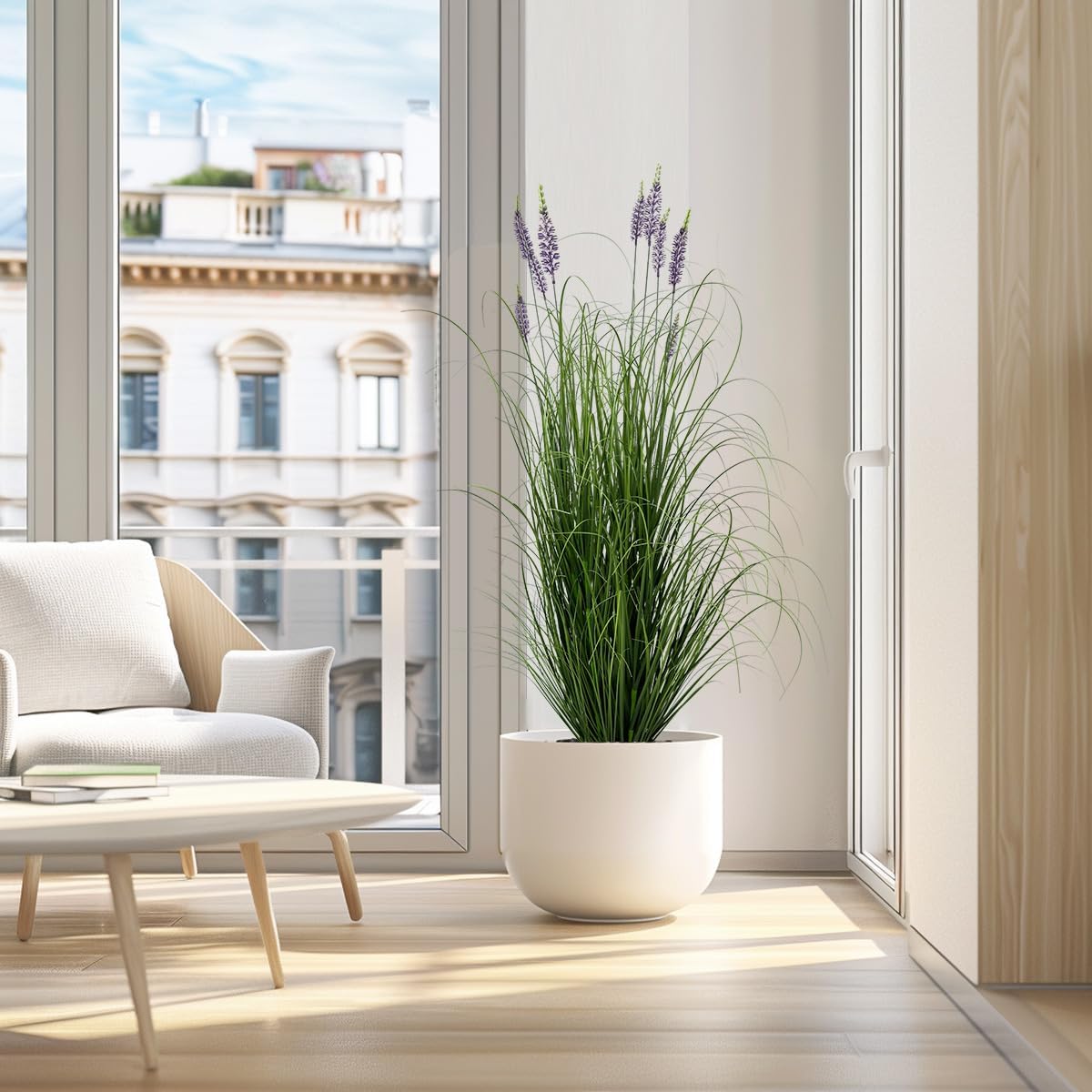 Artificial Plant 5ft(2pack) Tall Artificial Lavender Plant,Faux Plants Indoor Home Decorative Artificial Plants & Flowers in Pot Fake Plant, House Plant Indoor