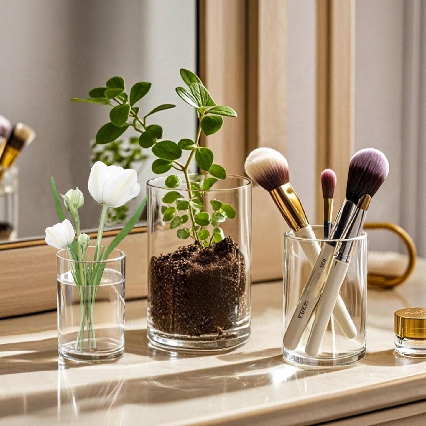 36pcs Glass Vase Cylinder for Centerpieces Small Flower Glass Clear Home Decor Centerpiece Table Flower Vase Decorations for Wedding＆Holiday 4,4.7,6Inch Tall