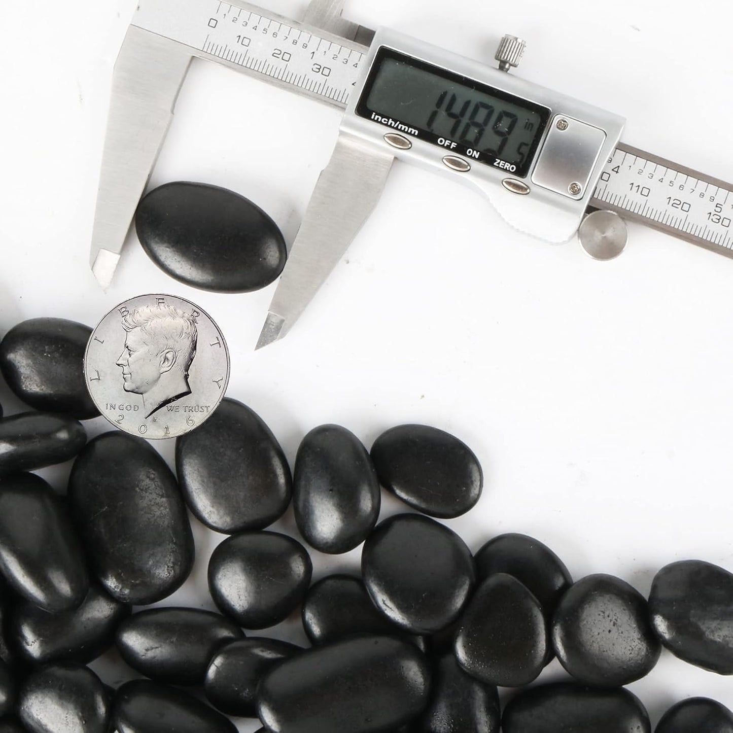 Black Pebbles for Plants 1.8lb Bulk Bag Aquarium Gravel 0.8"- 1.2" Decorative Polished Fish Tank Stone